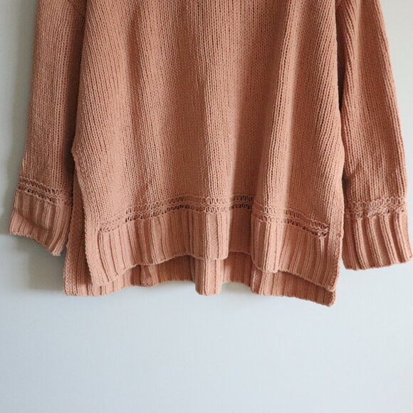 Aerie Womens Sz S Brown Chenille Oversized Turtleneck Chunky Knit Soft Sweater - Picture 10 of 14